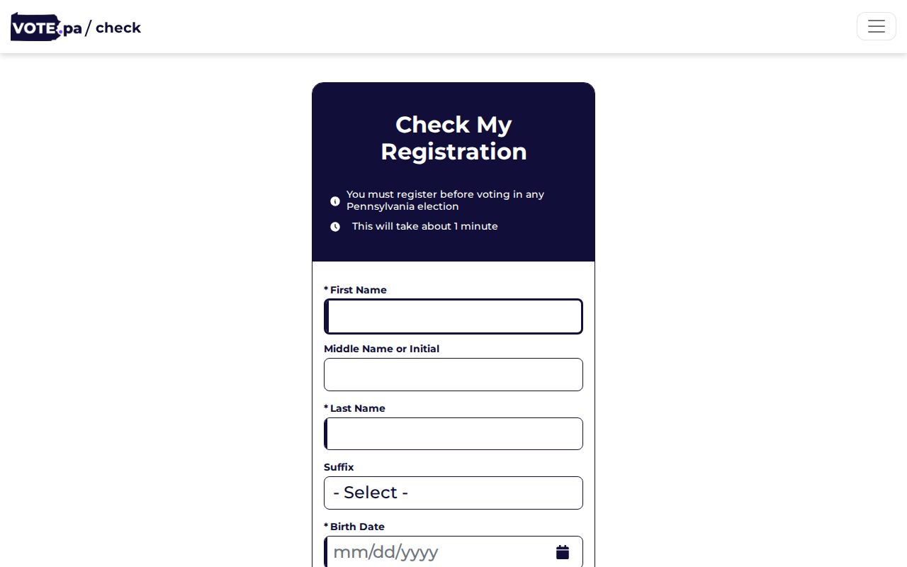 Allegheny County resident lookup Pennsylvania voter registration status form