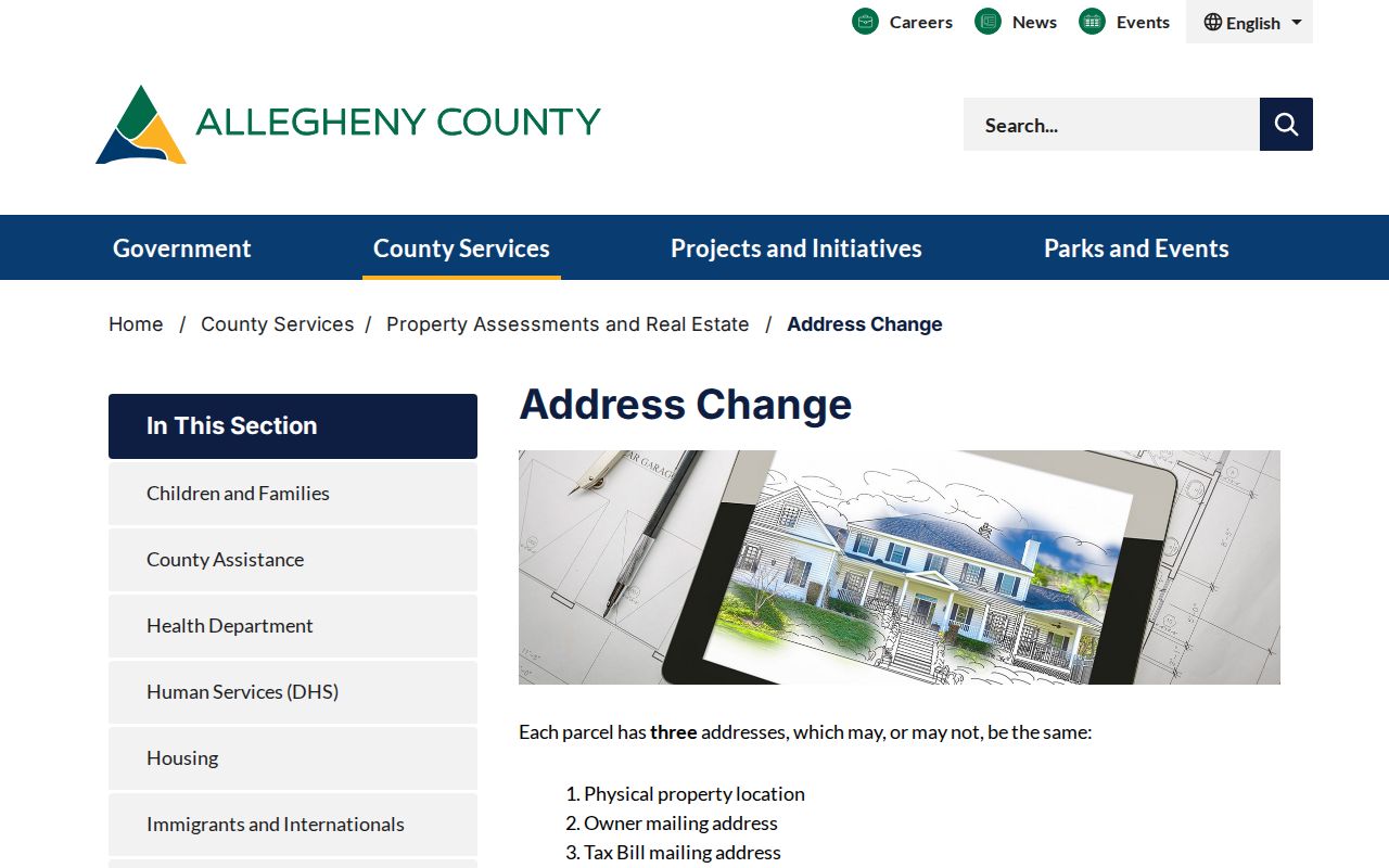 Allegheny County street directory address change explanation